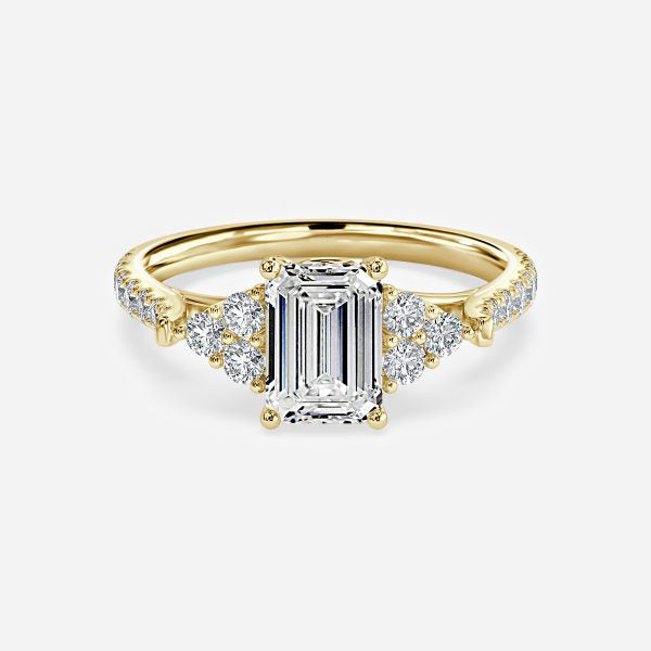 Elizabeth Emerald Cut Lab Grown Diamond Cluster Ring