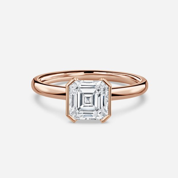 Augusta Asscher Bezel Lab Created Diamond Engagement Ring
