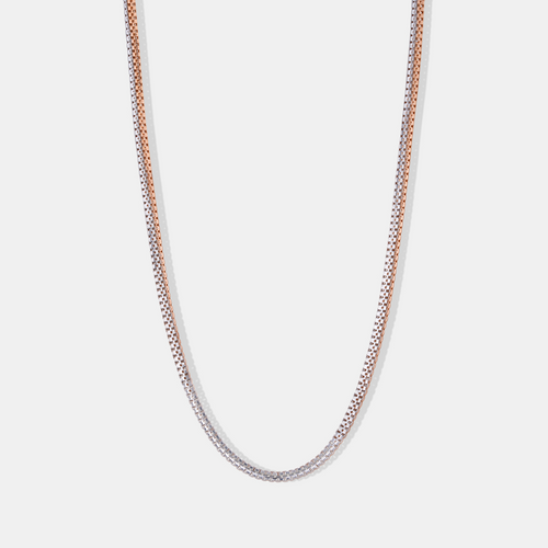 18K White &amp; Rose Gold Two-Tone Box Chain Necklace