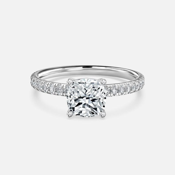Luz De La Luna Cushion Diamond Band Engagement Ring