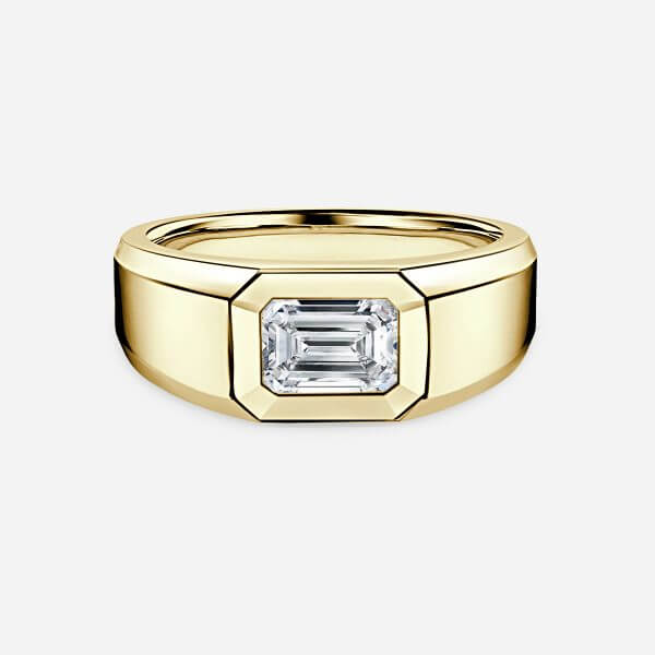 Rosy Emerald Bezel Lab Grown Diamond Engagement Ring